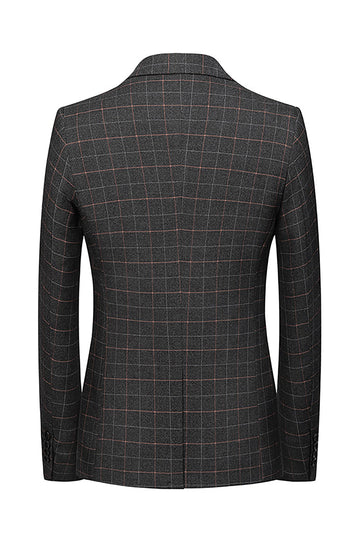 Blazer à revers crantés à carreaux gris foncé pour homme